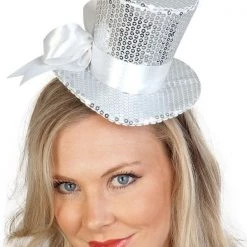 Tomfoolery 4th Of July Silver Sequined Mini Top Hat