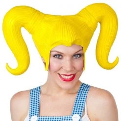 Hurly-Burly Women's Yellow Pigtail Latex Wig