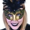 TomFoolery Masks & Eyemasks Gold And Black Feathered Mask