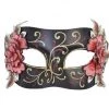TomFoolery Black Aria Mask With Red Flowers Costume Accessories