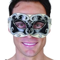 TomFoolery Men's Black And Silver Glitter Mask Masks & Eyemasks