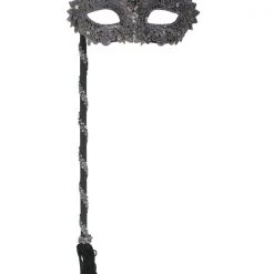 Unknown Black Glitter And Lace Mask On Stick Masks & Eyemasks
