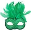 TomFoolery Masks & Eyemasks Bright Green Glittery Eye Mask With Feathers
