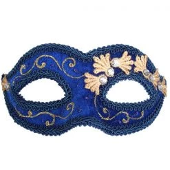 TomFoolery Blue And Gold Velvet Eye Mask Masks & Eyemasks