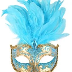 TomFoolery Gold And Aqua Deluxe Masquerade Mask Masks & Eyemasks