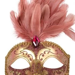 TomFoolery Masks & Eyemasks Gold And Pink Deluxe Masquerade Mask