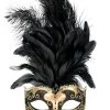 TomFoolery Black And Gold Deluxe Feathered Mask