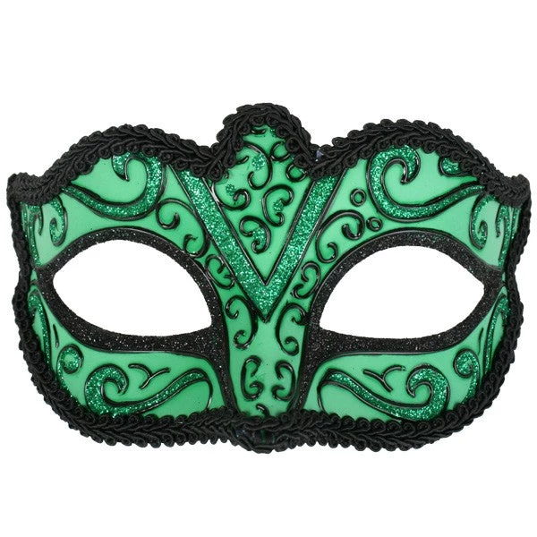 TomFoolery Masks & Eyemasks Green Plain Glitter Mask 3 TomFoolery Masks & Eyemasks Green Plain Glitter Mask