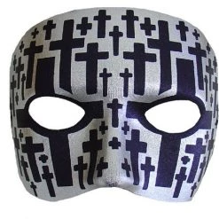 TomFoolery Men's Silver And Black Cross Masquerade Mask 5 TomFoolery Men's Silver And Black Cross Masquerade Mask