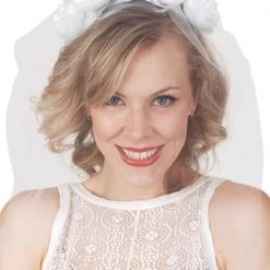 TomFoolery Bridal Veil Headband With Flowers Hats & Headwear