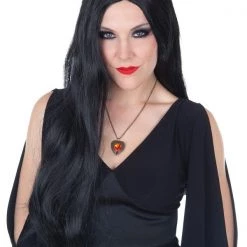 TomFoolery Morticia Long Black Wig Wigs