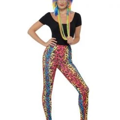 Smiffys Neon Leopard Print Leggings