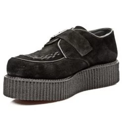M.2402-R3 New Rock Black Suede Buckle Creepers