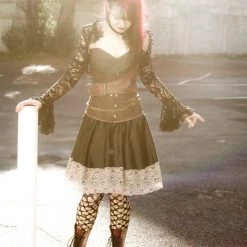 Malltop Corsets Brown Jacquard Corset Strap And Chain