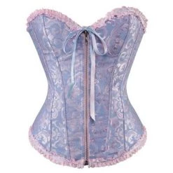 AnneCart Pink & Blue Overbust Zip Corset