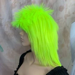 Bell's Wigs Fluro Yellow 80's Deluxe Mullet Wig 8 Bell's Wigs Fluro Yellow 80's Deluxe Mullet Wig