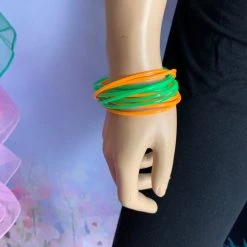 Hurly-Burly Orange And Green Jelly Bracelets