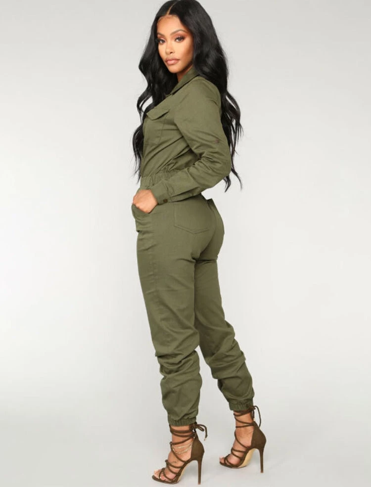 Global Lover Clothing Army Green Long Sleeve Button Up Jumpsuit 6 Global Lover Clothing Army Green Long Sleeve Button Up Jumpsuit