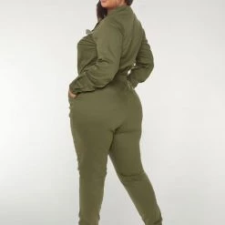 Global Lover Clothing Army Green Long Sleeve Button Up Jumpsuit 12 Global Lover Clothing Army Green Long Sleeve Button Up Jumpsuit