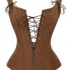 Malltop Tan Strappy Corset With Zip