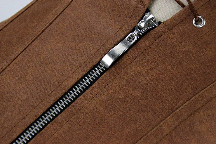 Malltop Tan Strappy Corset With Zip 8 Malltop Tan Strappy Corset With Zip