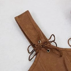 Malltop Tan Strappy Corset With Zip 12 Malltop Tan Strappy Corset With Zip