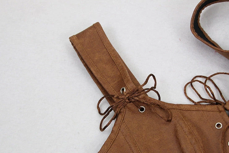 Malltop Tan Strappy Corset With Zip 6 Malltop Tan Strappy Corset With Zip