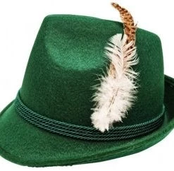 TomFoolery Dark Green Trilby Hat With Feather Celebrations
