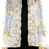 Best Dance Outerwear Peacock Sequin Shawl In White And Gold