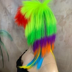 Bell's Wigs Pride Neon Rainbow 80's Deluxe Mullet Wig