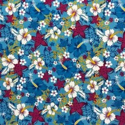 Hurly-Burly (b) Blue Hawaiian Flower Print Bandana Bandanas