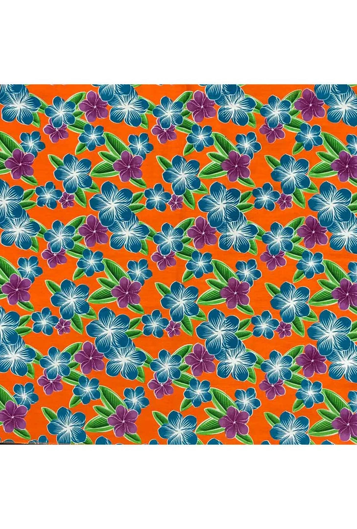 Hurly-Burly (b) Bandanas Orange And Blue Frangipani Print Bandana