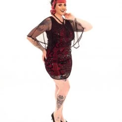 Thailand Classy Caped 1920's Dress In Red Dresses