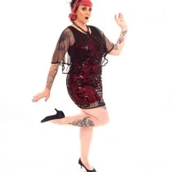 Thailand Classy Caped 1920's Dress In Red Dresses