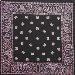 Hurly-Burly (b) Black With Pale Pink Paisley Bandana Bandanas