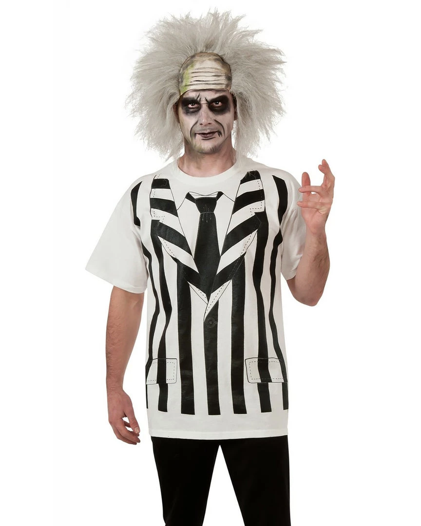 Hurly-Burly (D) Halloween Beetlejuice T-Shirt Costume And Wig Kit 3 Hurly-Burly (D) Halloween Beetlejuice T-Shirt Costume And Wig Kit