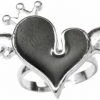 Hurly-Burly (j) Black Heart With Wings & Crown Ring Jewellery