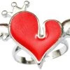 Hurly-Burly Red Heart With Wings & Crown Ring Jewellery