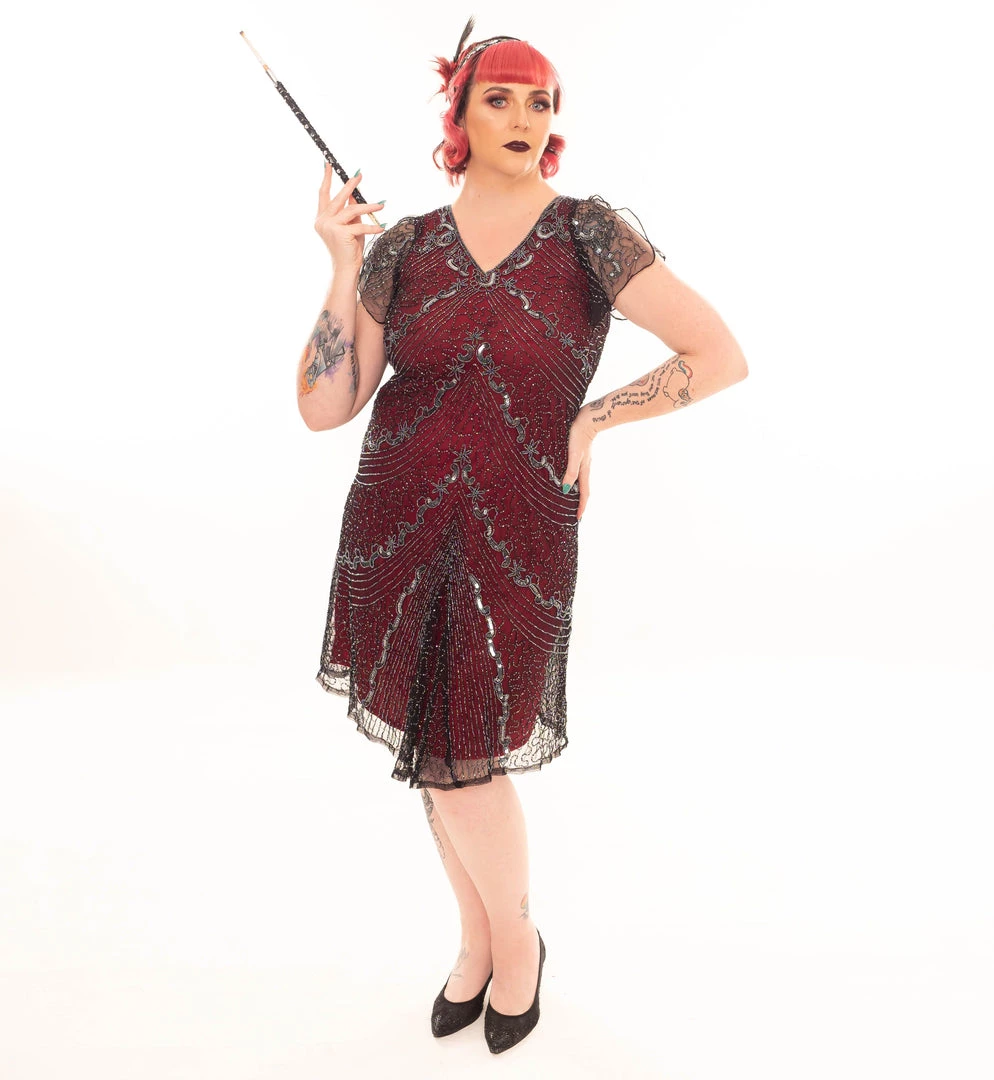 Thailand Elegant Beaded 1920's Dress In Red 3 Thailand Elegant Beaded 1920's Dress In Red