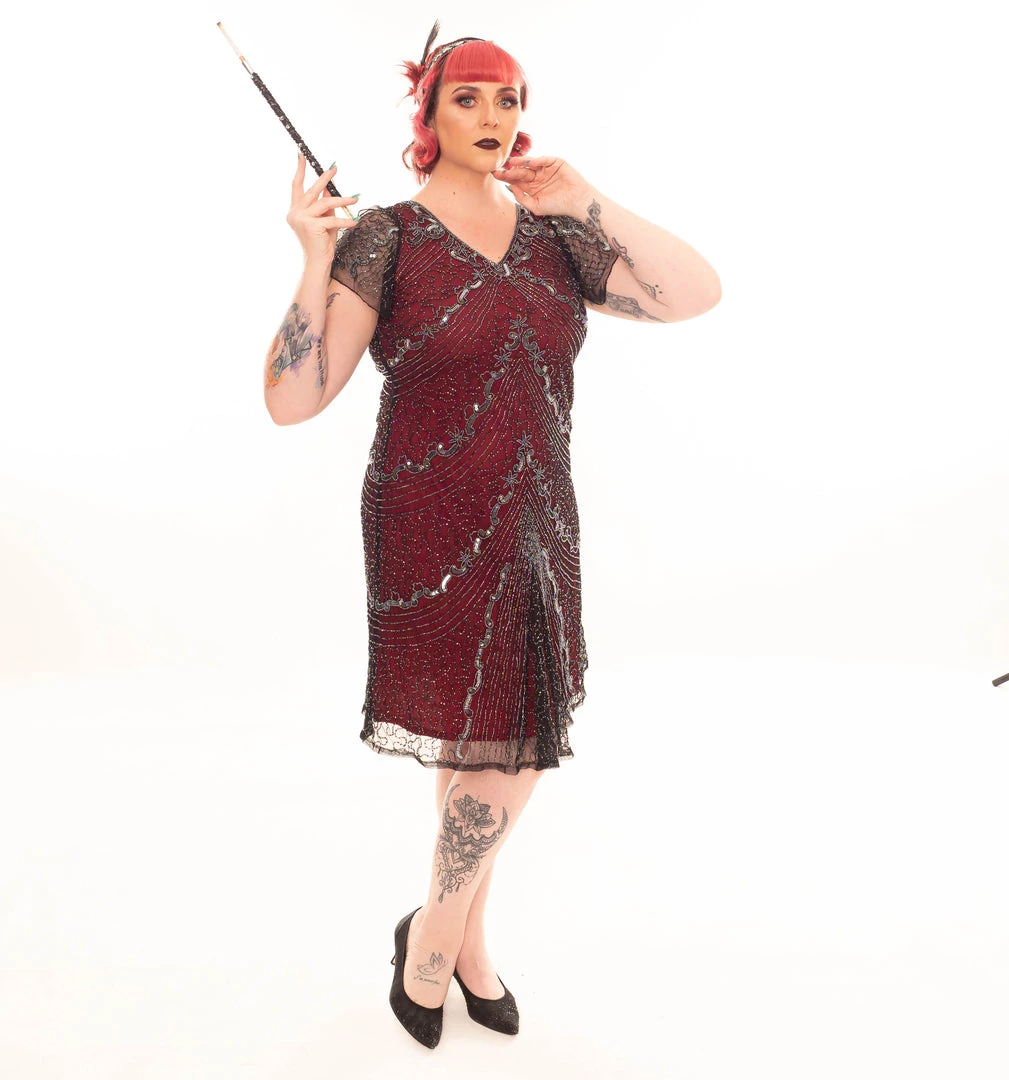 Thailand Elegant Beaded 1920's Dress In Red 4 Thailand Elegant Beaded 1920's Dress In Red