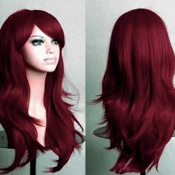 Hurly-Burly Wigs Deluxe Long Wavy Deep Red Wig