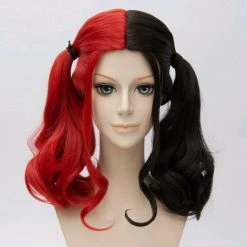 Jocelyn Luo Deluxe Black & Red Harley Quinn Wig
