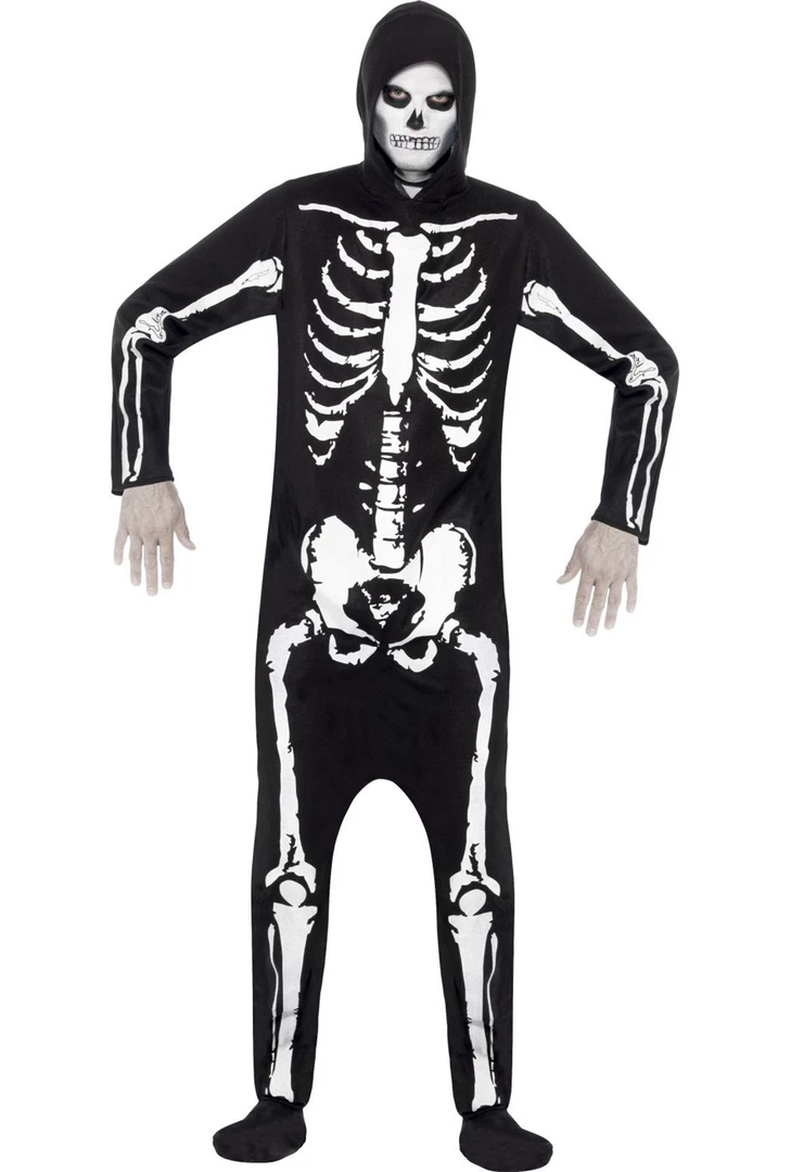 Smiffys Black Hooded Skeleton Costume Adults 3 Smiffys Black Hooded Skeleton Costume Adults