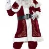 AnneCart Deep Red Velvet Lightweight Santa Costume Christmas Costumes