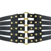Malltop Belts & Harnesses Black Snakeskin Cincher Belt With Gold Hardware