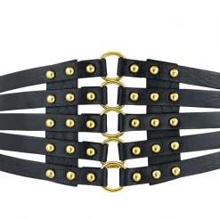 Malltop Belts & Harnesses Black Snakeskin Cincher Belt With Gold Hardware