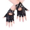 Jacky Wang Ladies Black Fingerless Studded Gloves