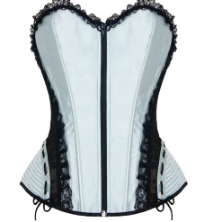 Annecart Corsets Pale Mint And Black Hip And Zip Detail Corset
