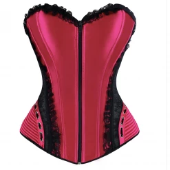 AnneCart Berry Red Zip And Hip Detail Corset Corsets