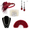 Best Dance Red Feather Fan 1920s Gatsby Flapper Set Adults 2 Best Dance Red Feather Fan 1920s Gatsby Flapper Set Adults